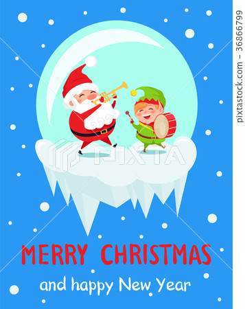 插图素材: merry christmas and happy new year music poster