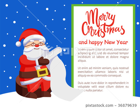 插图素材: merry xmas and happy new year postcard santa clau