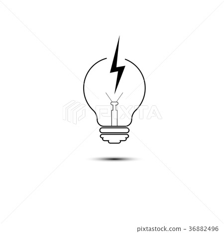 插图素材: vector of light bulbs with glowing one. idea