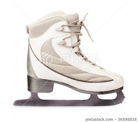 图库照片 side view of white ice skates