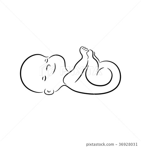 插图素材: sleeping baby silhouette