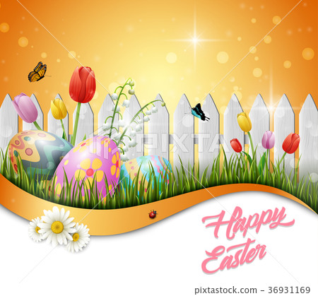 插图素材: collection of easter eggs. spring holidays concept