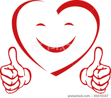 图库插图: heart with smile and hands, heart, logo