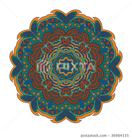 插图素材: mandala flower pattern. doodle drawing