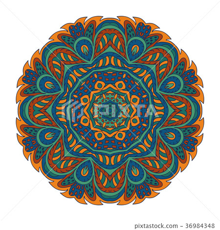 插图素材: mandala flower pattern. doodle drawing