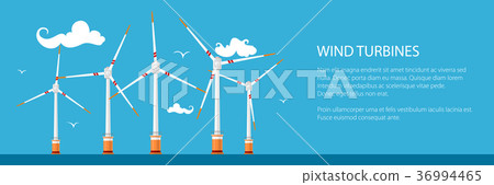 图库插图: banner with offshore wind farm