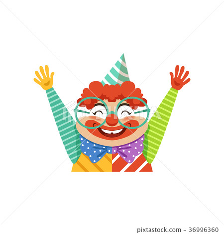 插图素材: funny circus clown in traditional makeup and