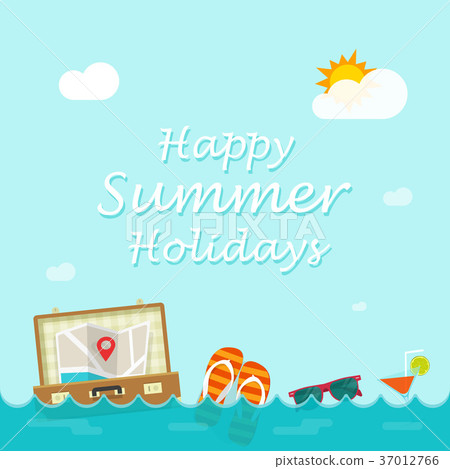 插图素材: happy summer holiday vector, traveler things