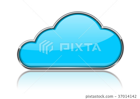 插图素材: blue cloud icon. with metal frame