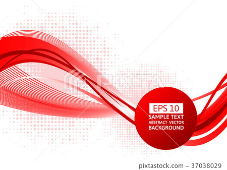 插图素材: red wave abstract background, vector illustration