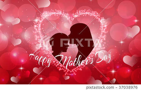 happy mother's day with silhouette of   mother and