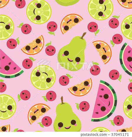 插图素材: pattern with cute fruits 查看全部