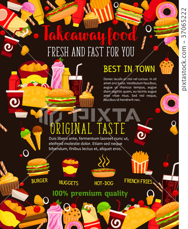 插图素材: fast food restaurant meal poster for menu design