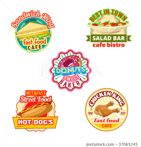 插图素材: fast food restaurant, donut shop, cafe bistro icon