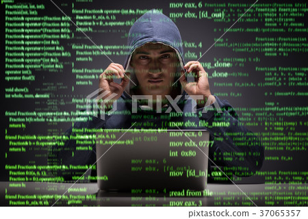 图库照片: young hacker in data security concept