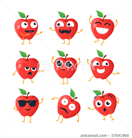 图库插图: funny apples - vector isolated cartoon emoticons