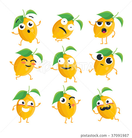 插图素材: funny lemon - vector isolated cartoon emoticons