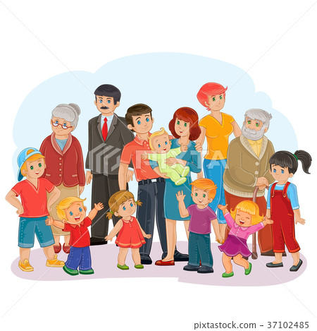 插图素材: big happy family - great-grandfather, great