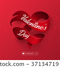 valentines day heart shape and ribbon 37134719