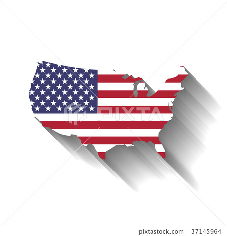 插图素材 usa flag in a shape of us map silhouette united