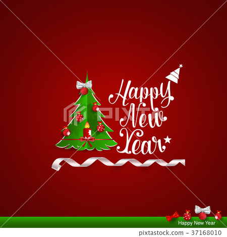 插图素材: merry christmas and happy new year greeting card