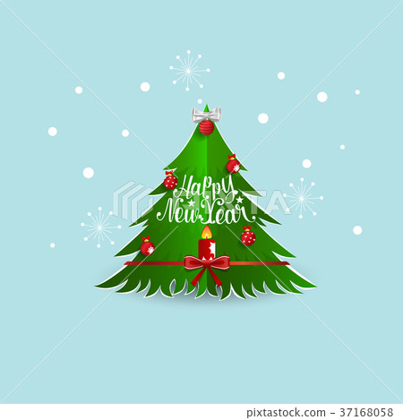 christmas and happy new year greeting card, vector illustration