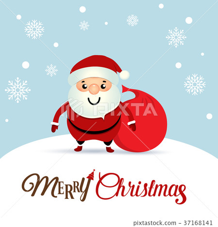 插图素材: christmas greeting card with christmas santa claus and