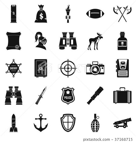 插图素材: guns icons set, simple style