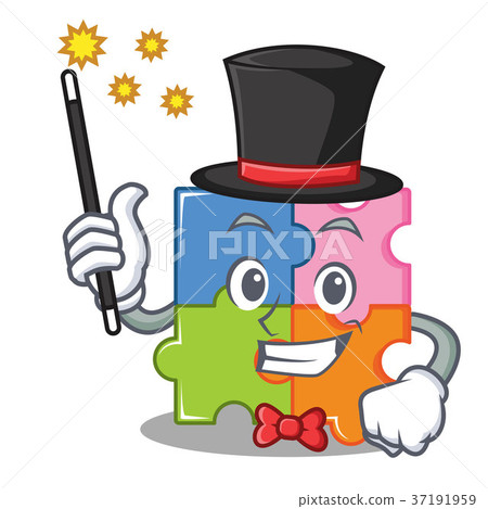 图库插图: magician puzzle mascot cartoon style