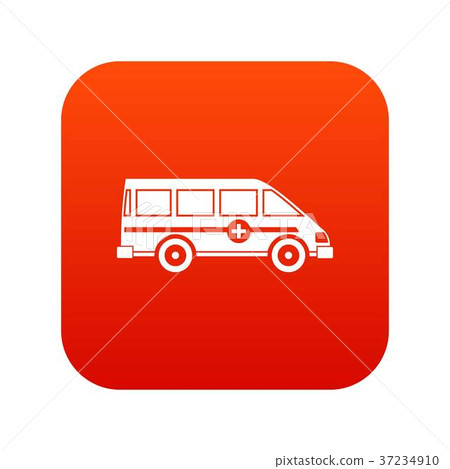 插图素材: ambulance emergency van icon digital red