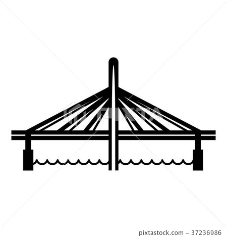 插图素材: millau viaduct bridge icon, simple black style