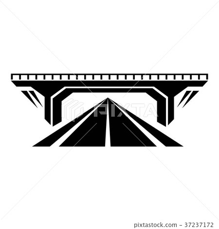 图库插图: concrete bridge icon, simple black style