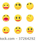 图库插图: cute cat emoticons set, funny kitten emoji with