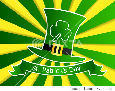 插图素材: saint patrick"s day with leprechaun hat and clover