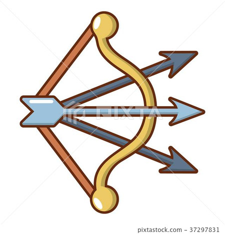 插图素材: bow and arrows icon, cartoon style