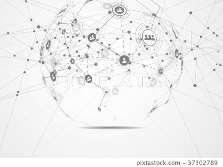 图库插图: global network connection. world map point