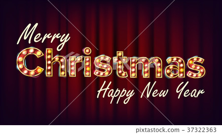 图库插图: merry christmas and happy new year sign vector