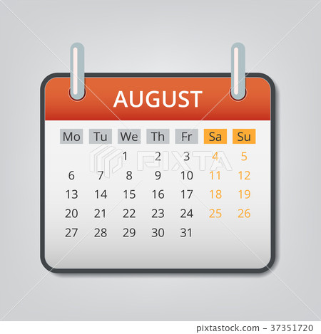 插图素材: august 2018 calendar concept background, cartoon style