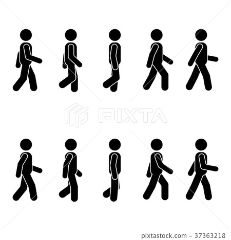 插图素材: man people various walking position