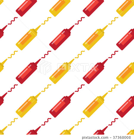 插图素材: mustard and ketchup seamless pattern