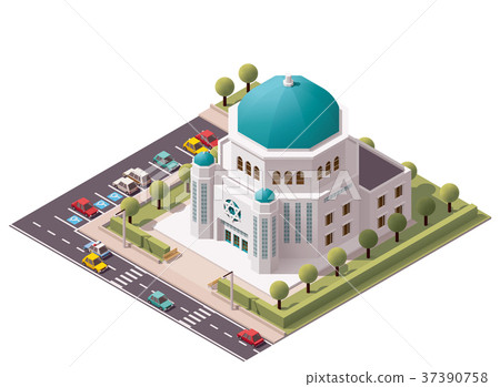 插图素材: vector isometric synagogue