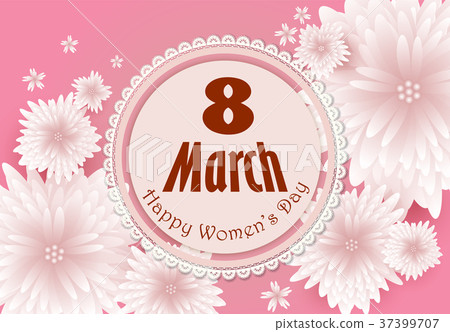 图库插图: happy women"s day greeting paper art background