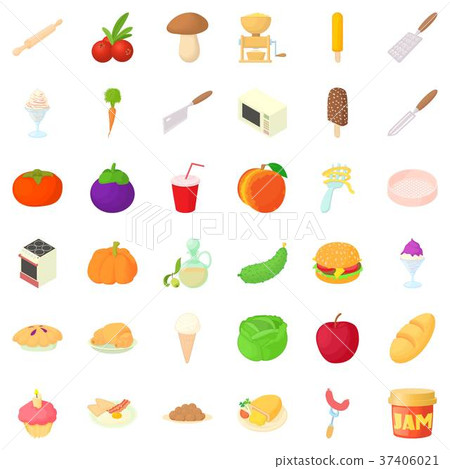 插图素材: vegetable icons set, cartoon style