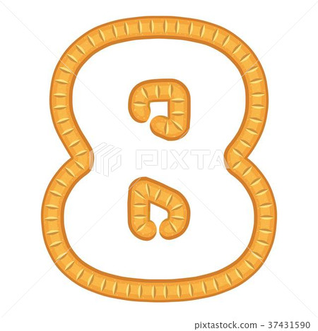 图库插图: number eight bread icon, cartoon style