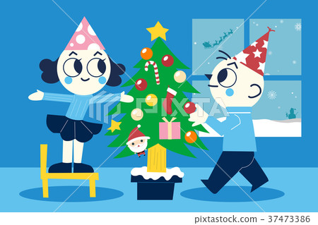 插图素材: merry christmas and a happy new year