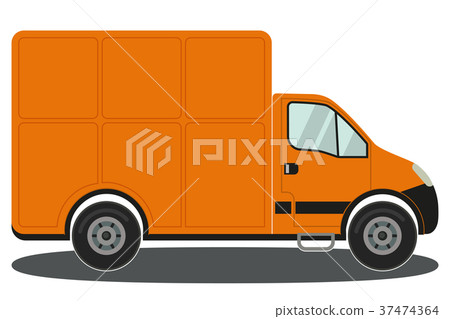 插图素材: orange truck side view isolated on white