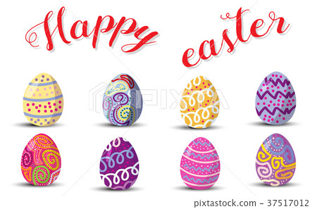 set of cute easter eggs