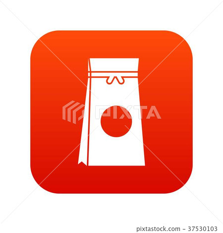 Tea Packed In A Paper Bag Icon Digital Red Stock Illustration