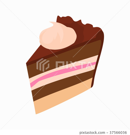 cartooncake,cartoonhero 插图素材: chocolate cake slice icon, cartoon style