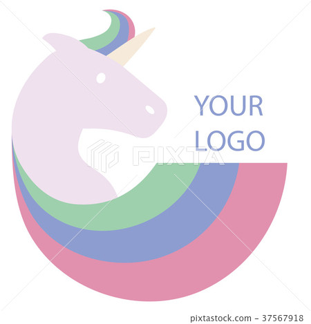 插图素材: logo with a unicorn for your company. pegasus icon